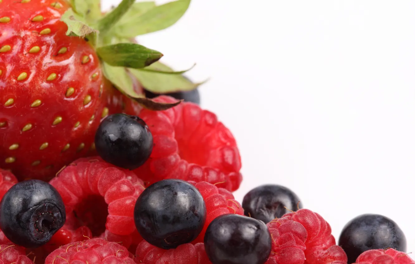 Photo wallpaper berries, raspberry, blueberries, strawberry