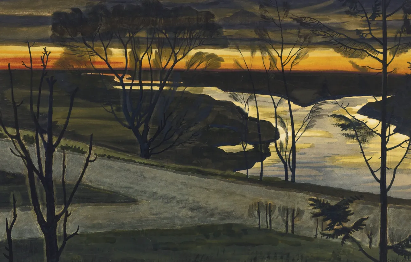 Photo wallpaper 1926, Charles Ephraim Burchfield, November Dawn