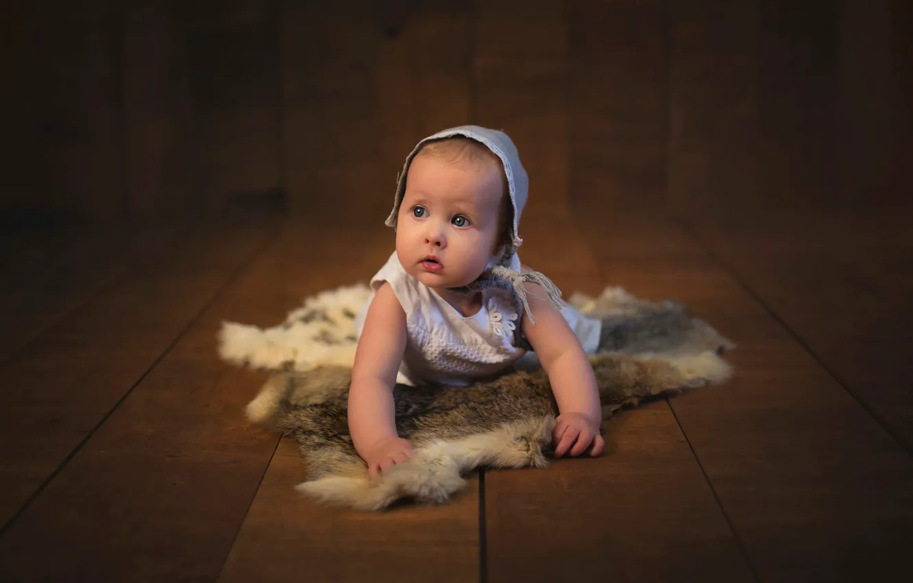 Photo wallpaper children, Board, baby, skin, floor, fur, baby