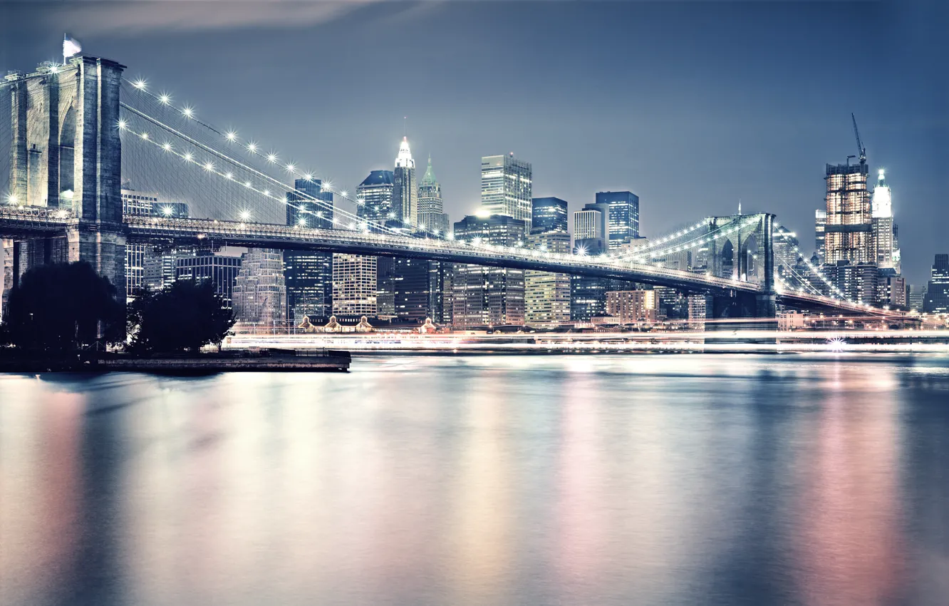 Photo wallpaper light, the city, New York, Brooklyn, Brooklyn bridge, Manhattan, USA, new york