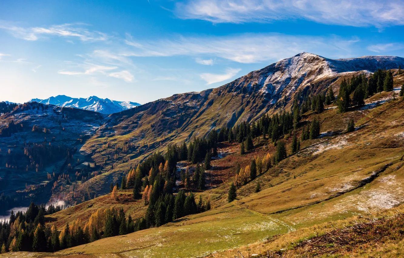 Photo wallpaper autumn, mountains, the slopes, Austria, High king, Served