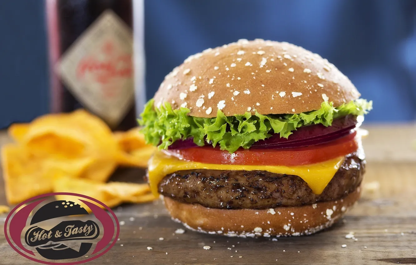 Photo wallpaper hamburger, fast food, Hot &ampamp; Tasty