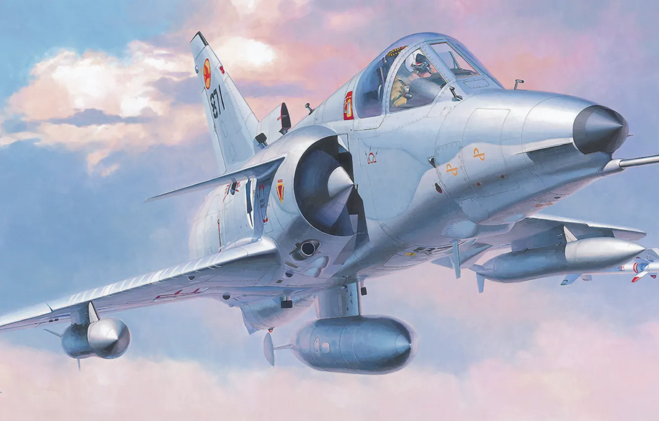 Photo wallpaper war, art, painting, aviation, Fighter, Israeli Air Force, Kfir C2