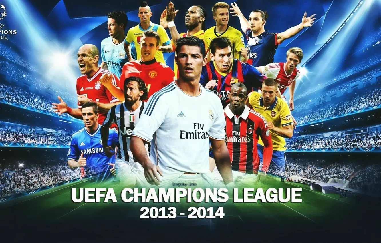 Photo wallpaper stars, collage, poster, players, poster, UEFA Champions League, UEFA Champions League, collage
