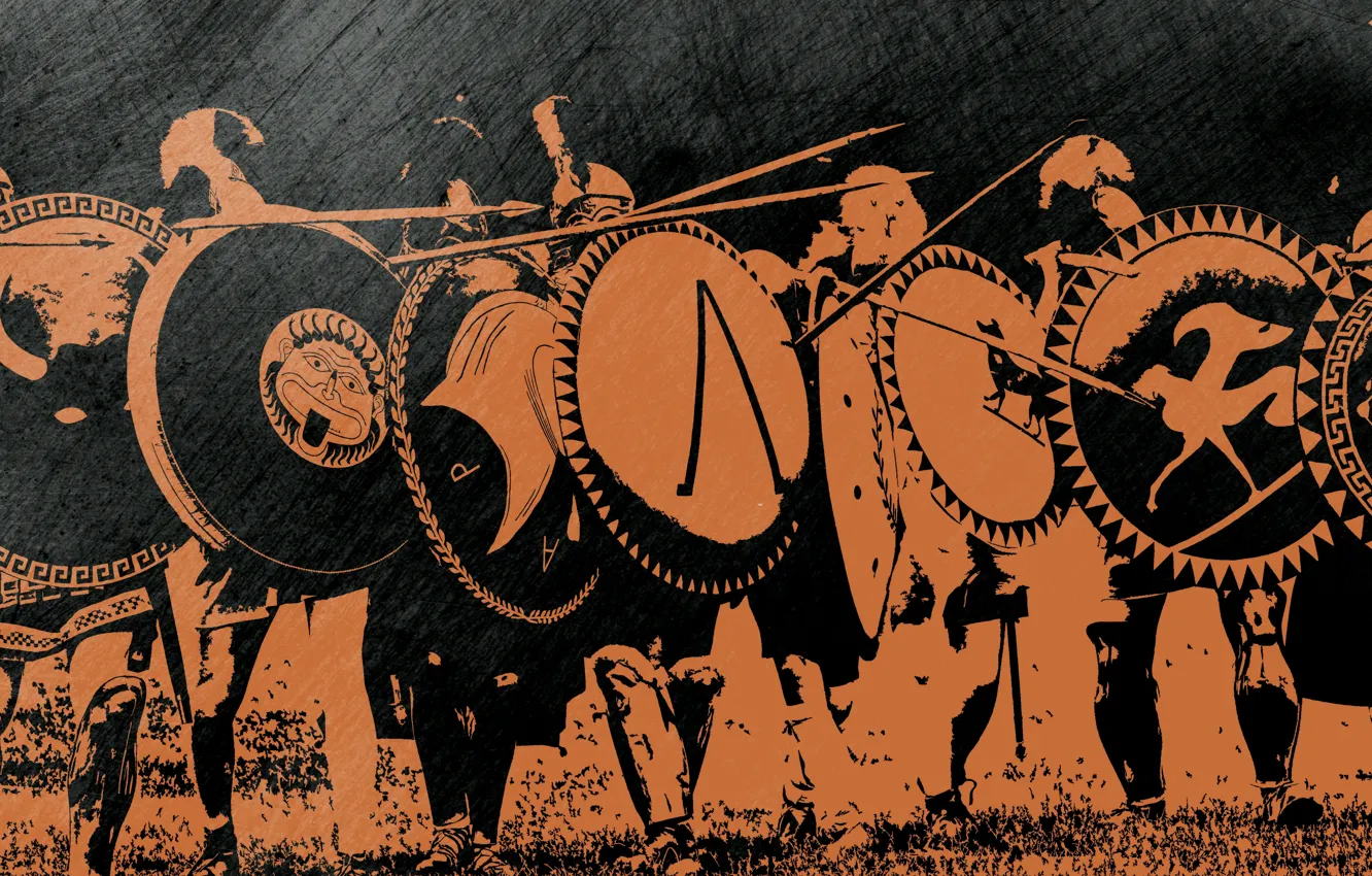 Photo wallpaper warriors, shields, hoplites