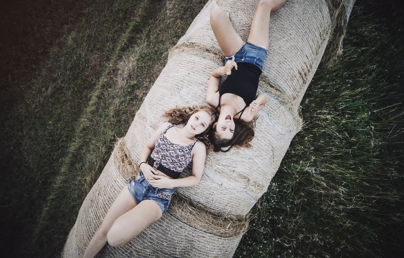 Photo wallpaper summer, girl, hay
