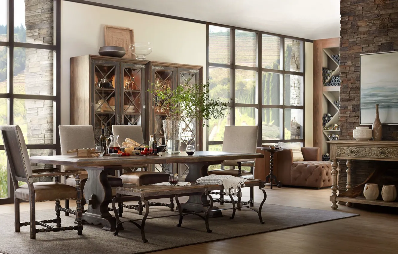 Photo wallpaper design, style, interior, Italy, Tuscany, dining room