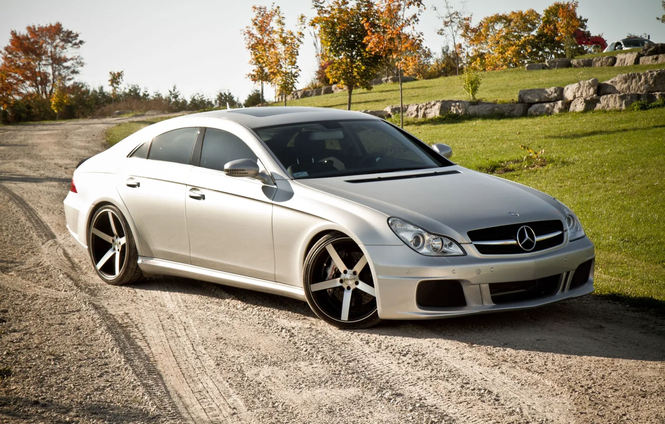 Photo wallpaper Mercedes-Benz, Auto, CLS, Trees, Tuning, Stones, Machine