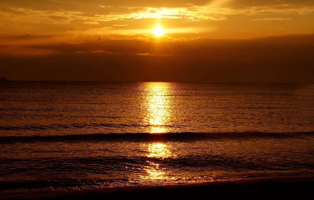 Photo wallpaper sky, sea, ocean, sunset, water, beautiful