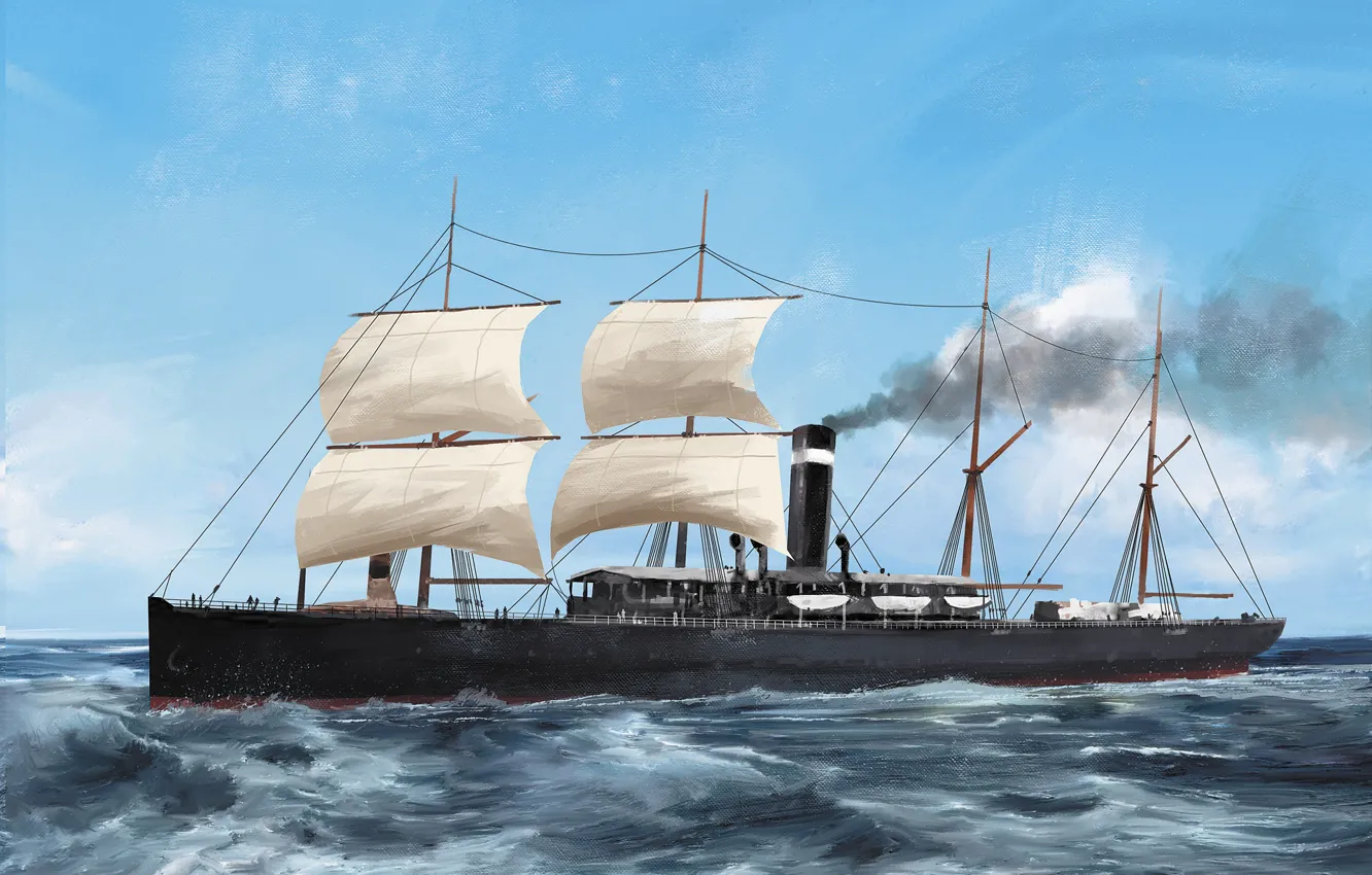 Photo wallpaper wave, ship, Transatlantic Ships, belgenland