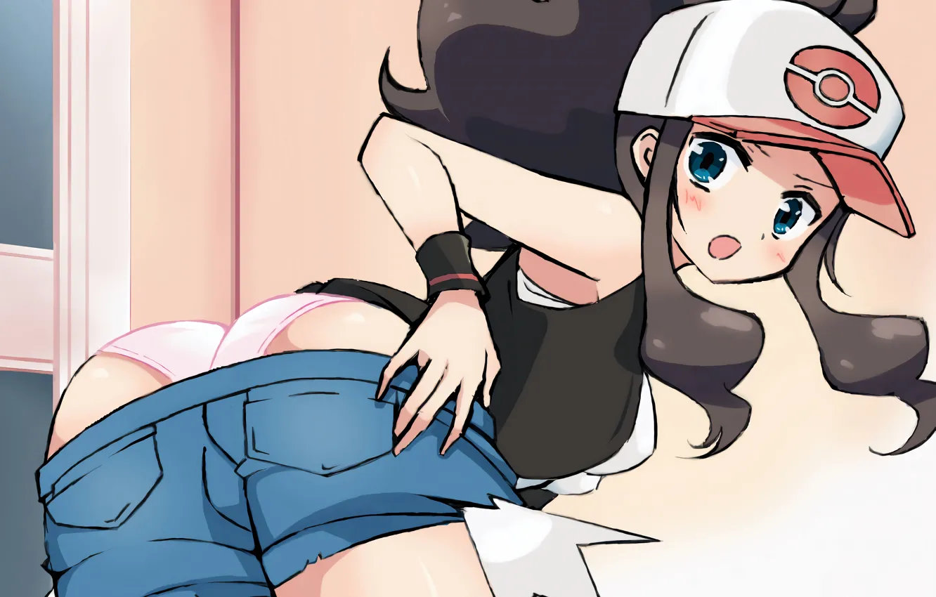 Photo wallpaper girl, sexy, lingerie, ass, shorts, panties, long hair, anime