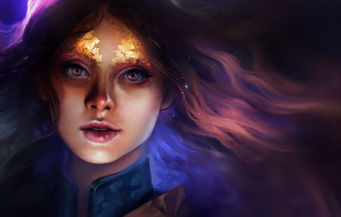 Photo wallpaper eyes, look, girl, fiction, hair, art