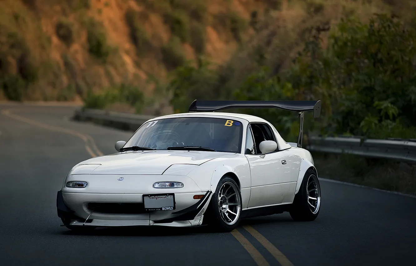 Photo wallpaper road, machine, photo, cars, Mazda, rx7, car Wallpaper, Mazda