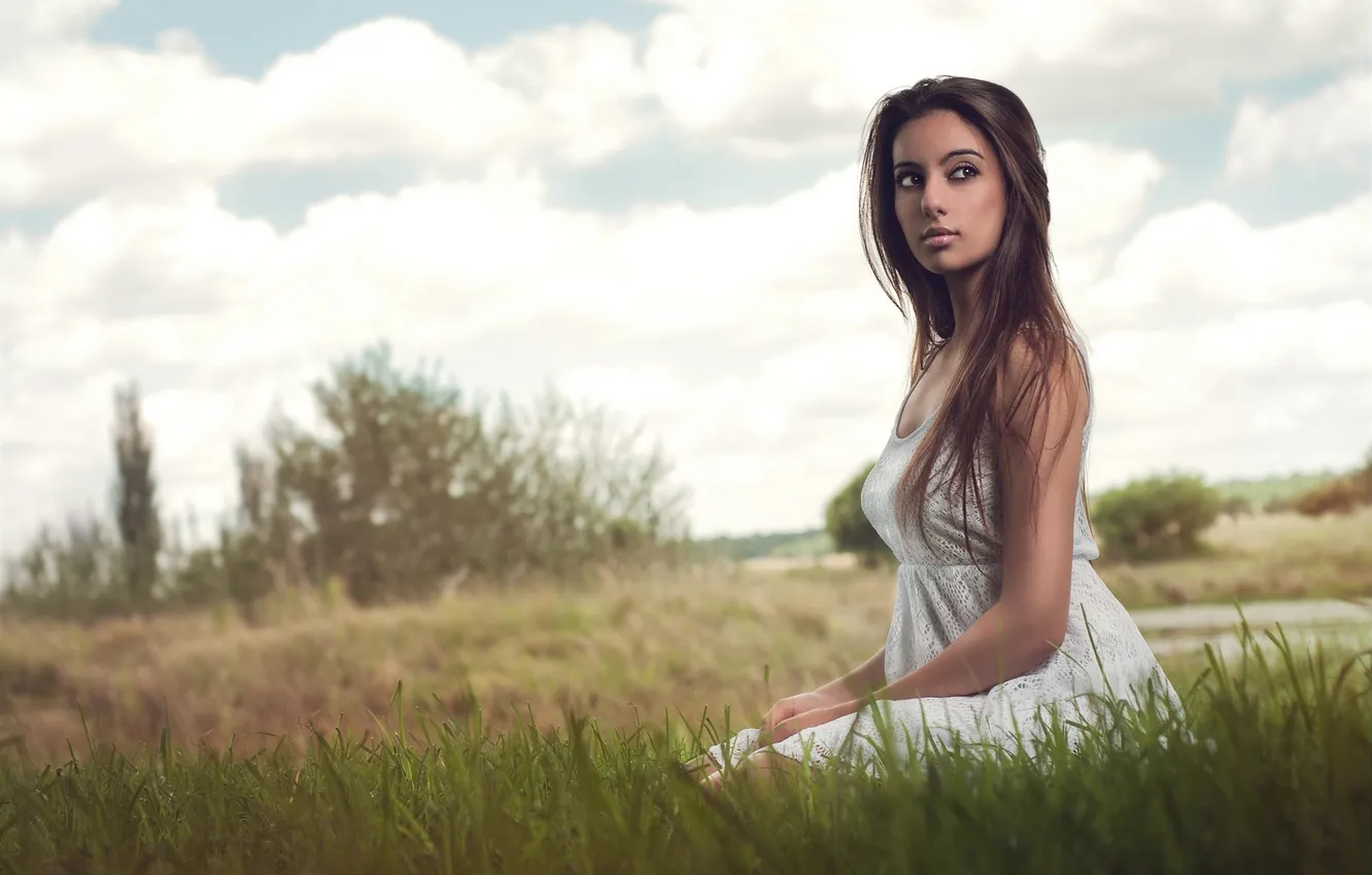Photo wallpaper grass, nature, dress