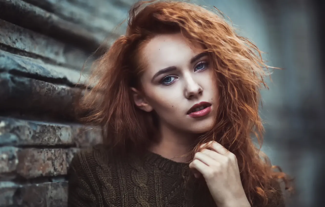 Photo wallpaper look, sponge, redhead, bokeh