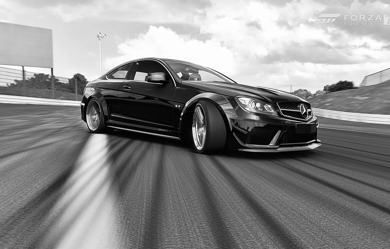Photo wallpaper HDR, Mercedes, Benz, Drift, AMG, C Class, Game, Black Series