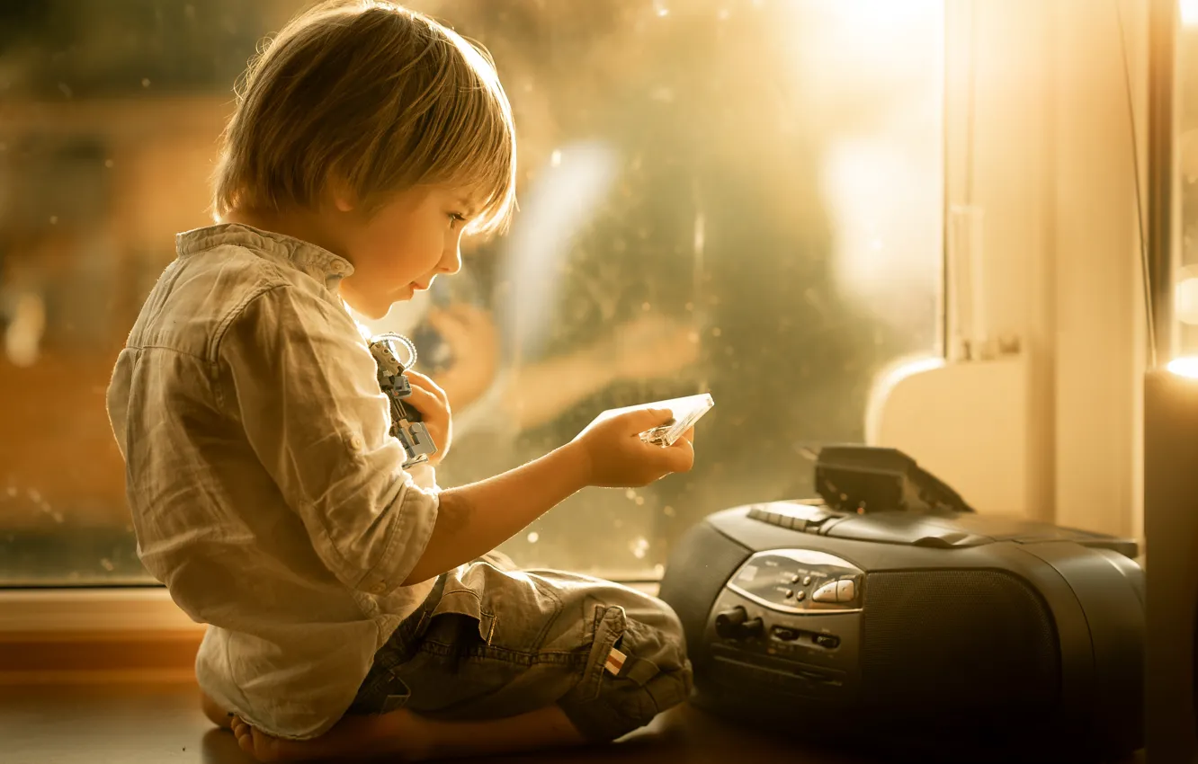 Photo wallpaper light, music, boy