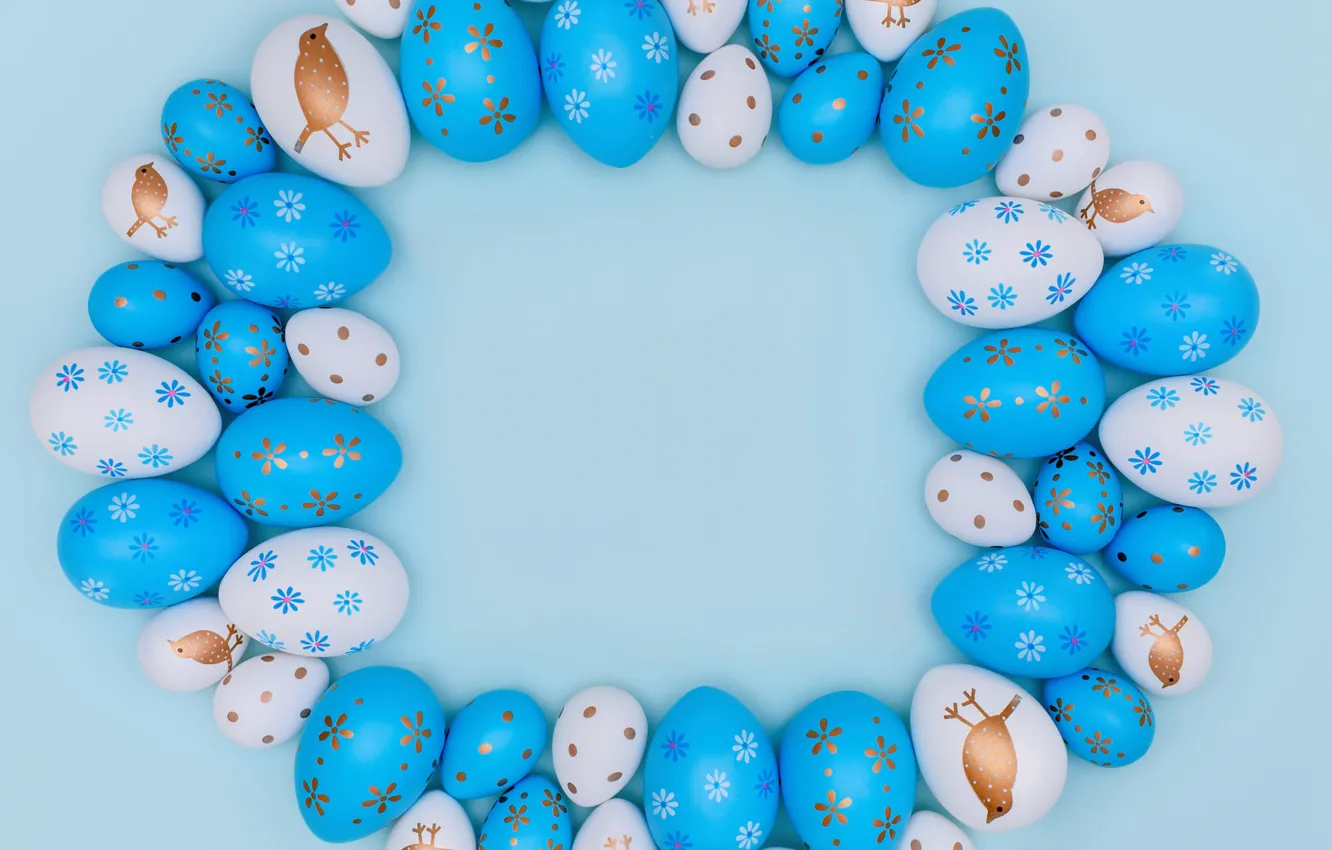 Photo wallpaper holiday, pattern, eggs, spring, blue, Easter, white, ornament