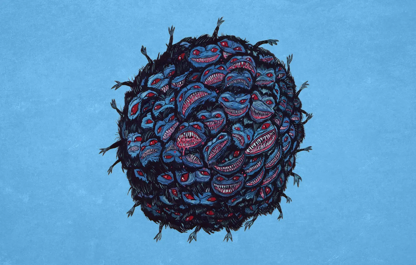 Photo wallpaper minimalism, alien, Nibbler, LUMP, Critters, a huge wad of, bluish background