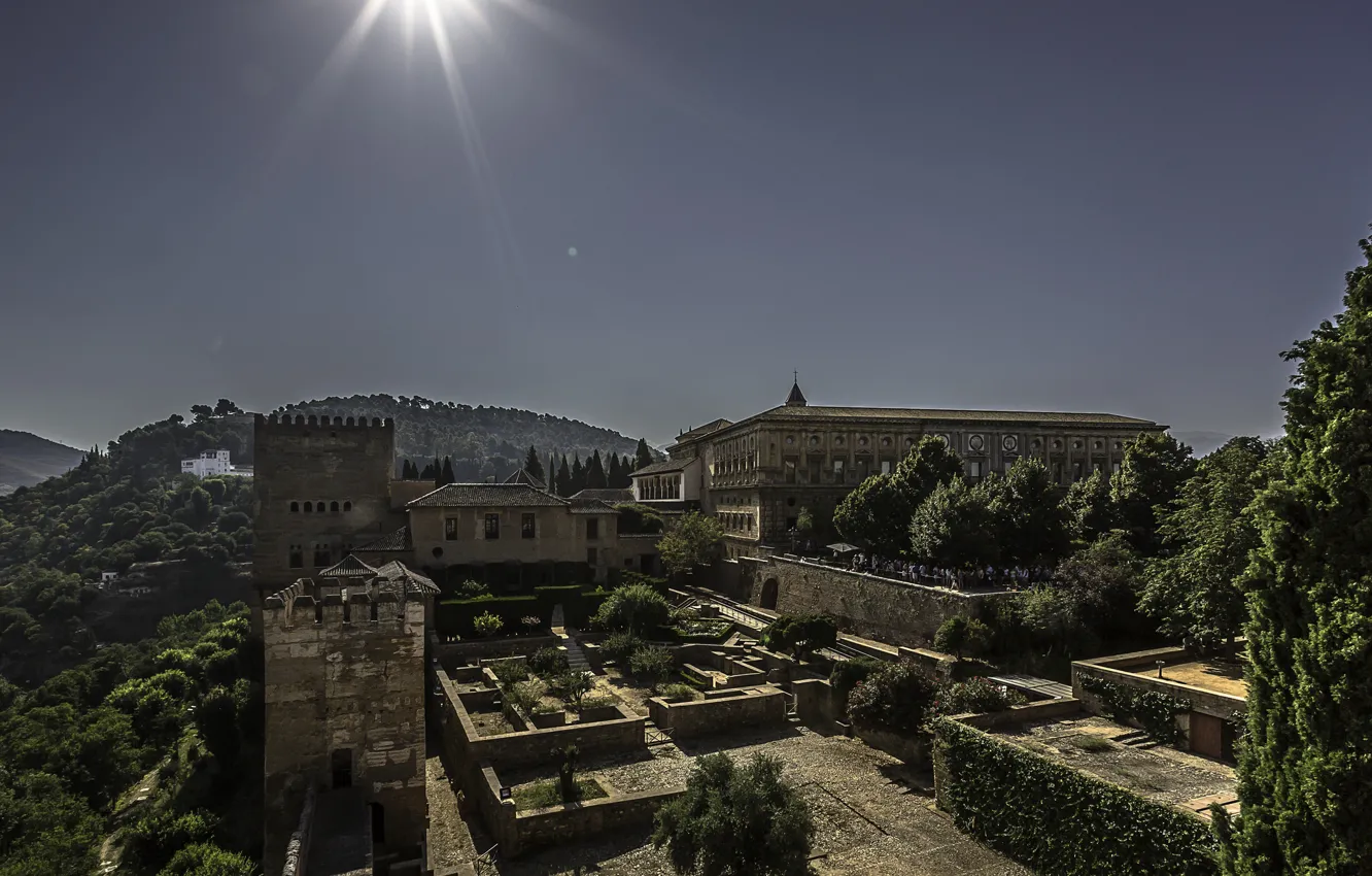 Photo wallpaper mountains, Park, architecture, Spain, Palace, Islam, Granada, Alhambra