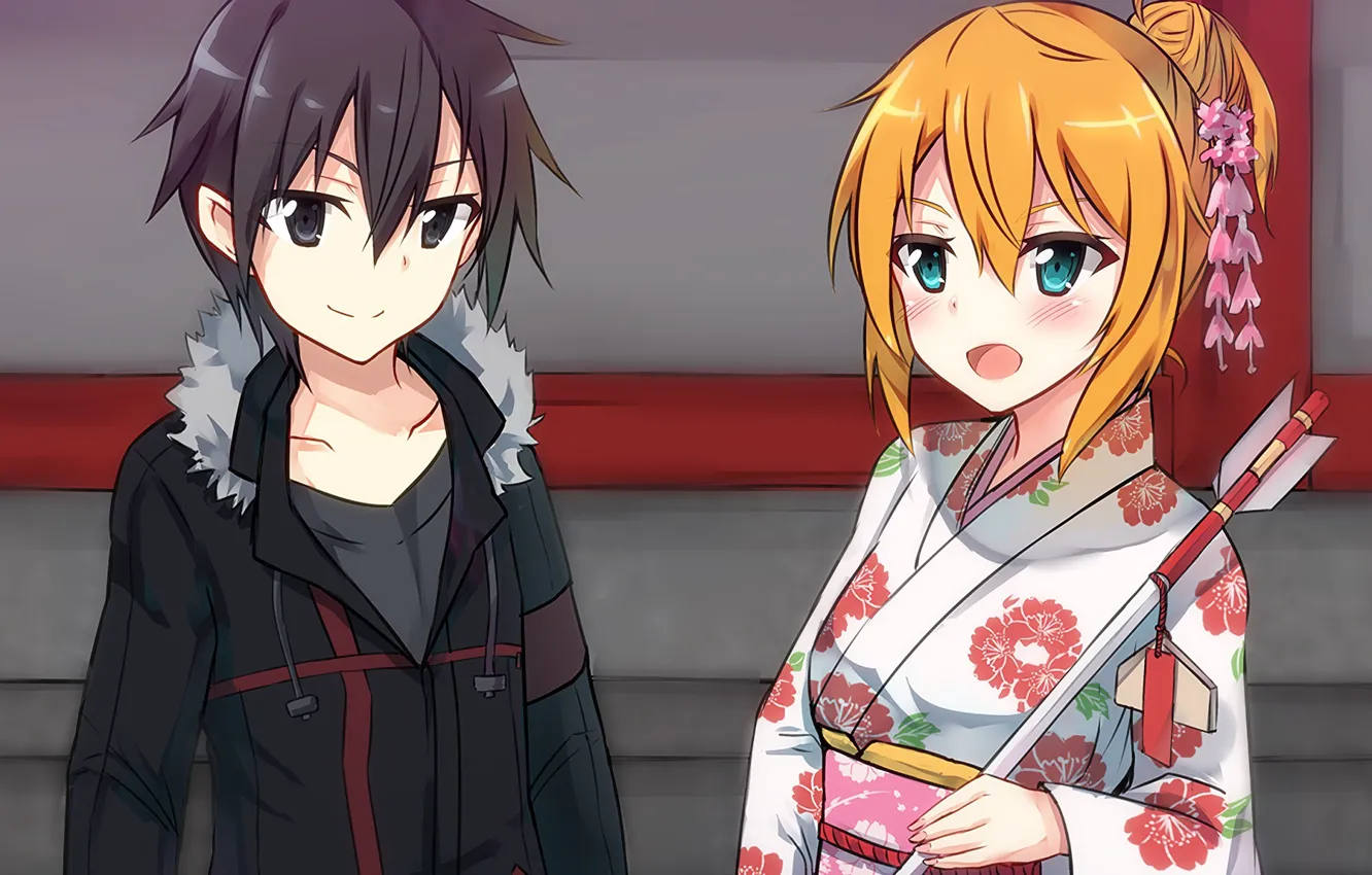 Photo wallpaper anime, art, sword art online, sword art online, kirito, Asuna