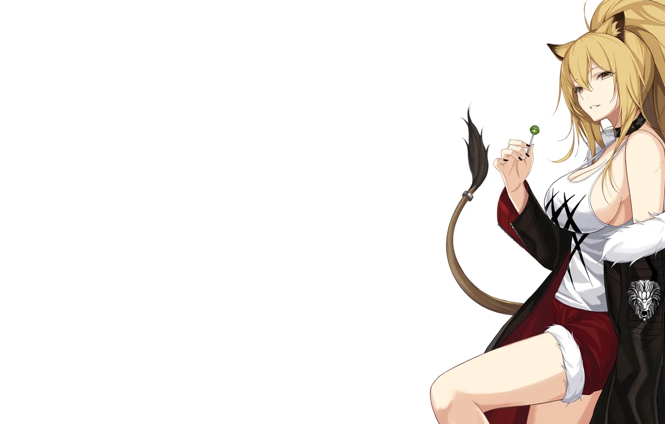 Photo wallpaper girl, hot, sexy, boobs, anime, lion, pretty, breasts