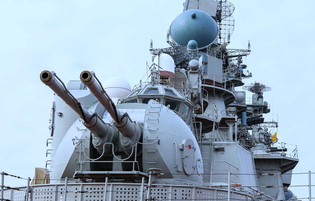 Photo wallpaper Peter the great, cruiser, AK-130, gun mount