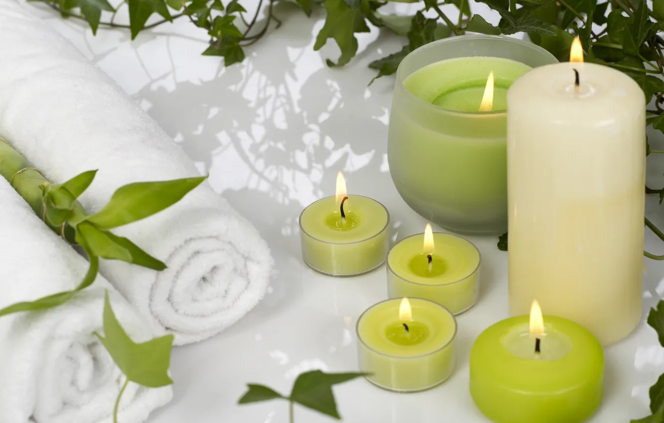 Photo wallpaper towel, candles, bamboo, Spa, bamboo, candles, spa, towel