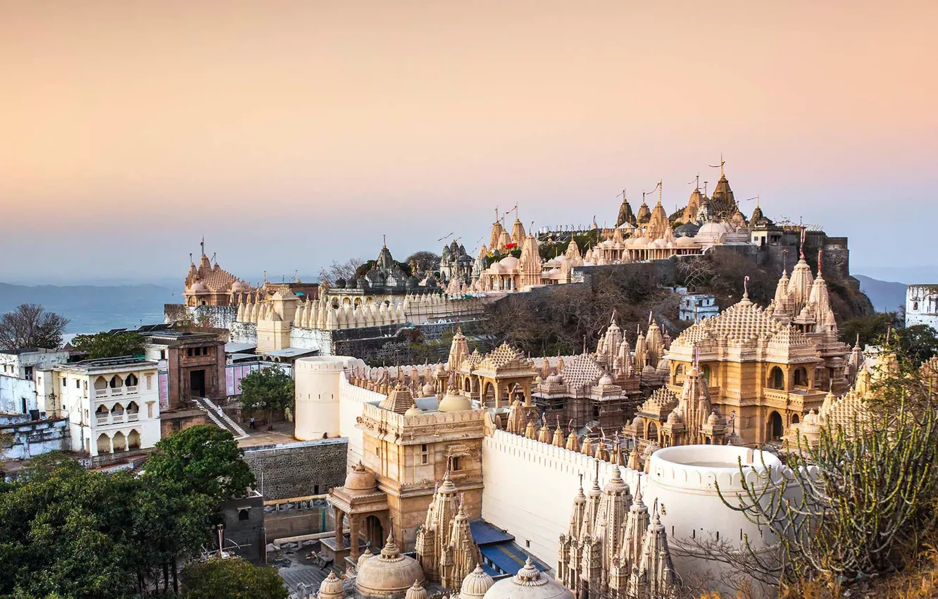 Photo wallpaper India, Gujarat, Palitana, Derasar, Jain temple