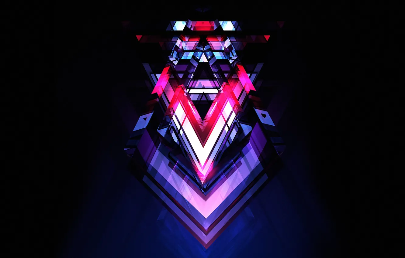 Photo wallpaper abstraction, lights, black background, abstraction, Justin Maller, geometric shapes, Justin Muller