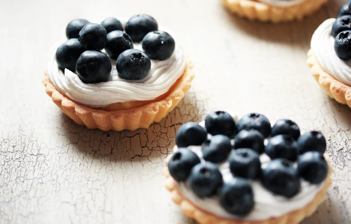 Photo wallpaper background, food, blueberries, cake, cream, delicious, full screen, treat