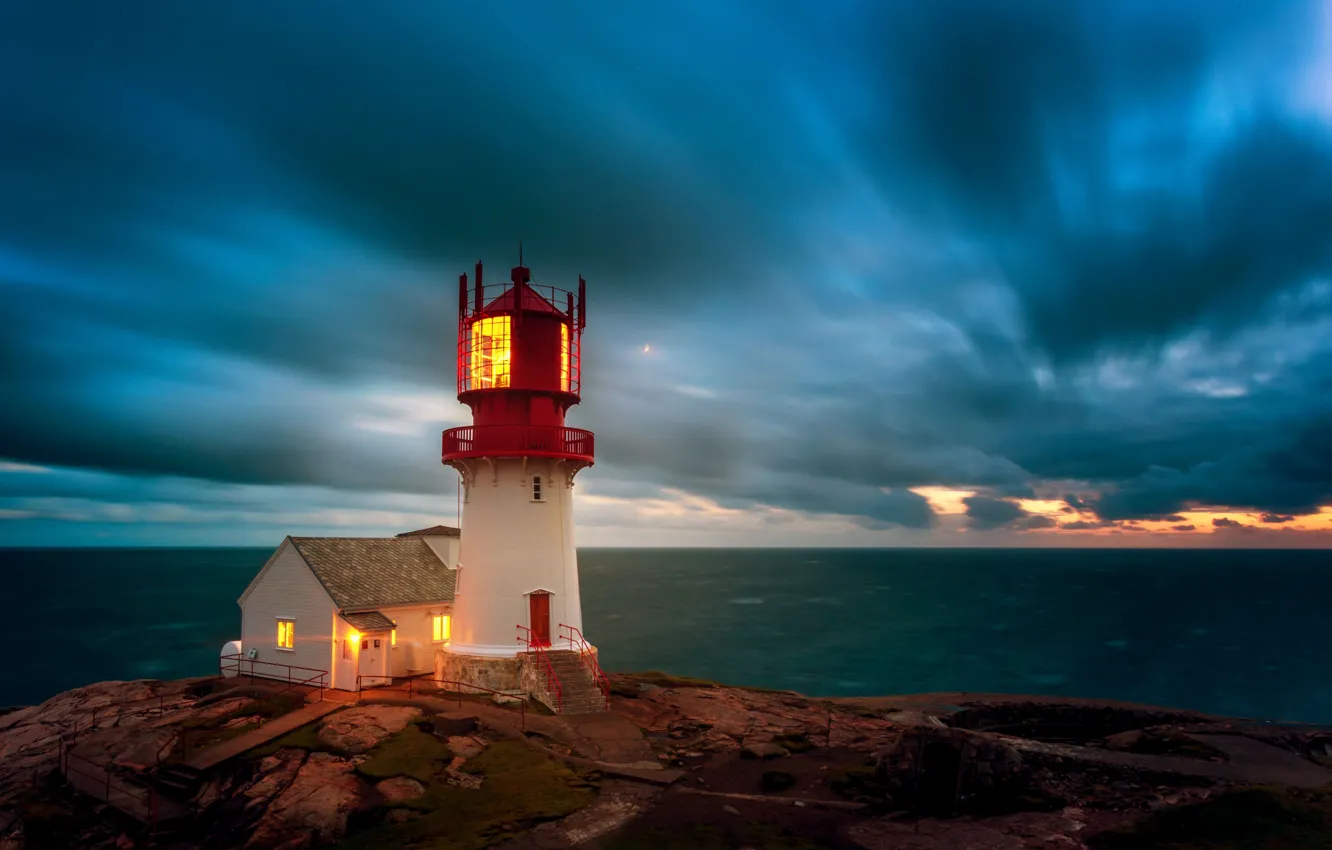 Photo wallpaper sea, the sky, lighthouse, Norway, Norway, Lindesnes Lighthouse, Lindesnes Lighthouse, The Skagerrak Strait