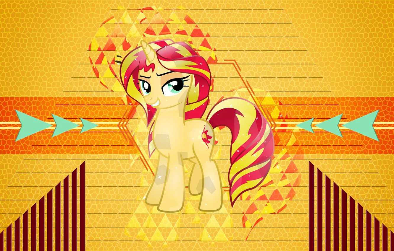 Photo wallpaper yellow, background, cartoon, pony, My Little Pony