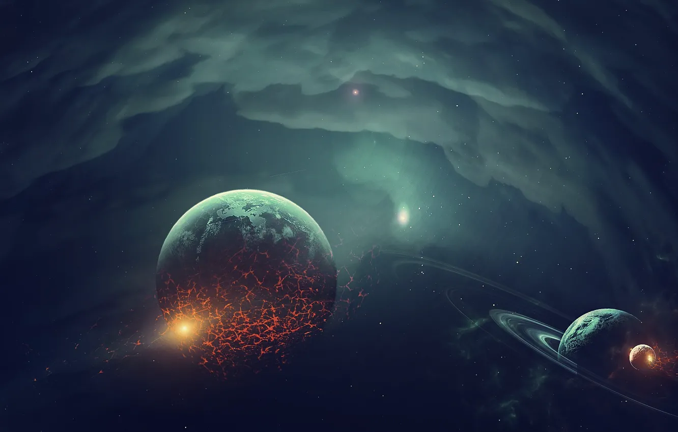 Photo wallpaper space, fiction, planet, art, destruction