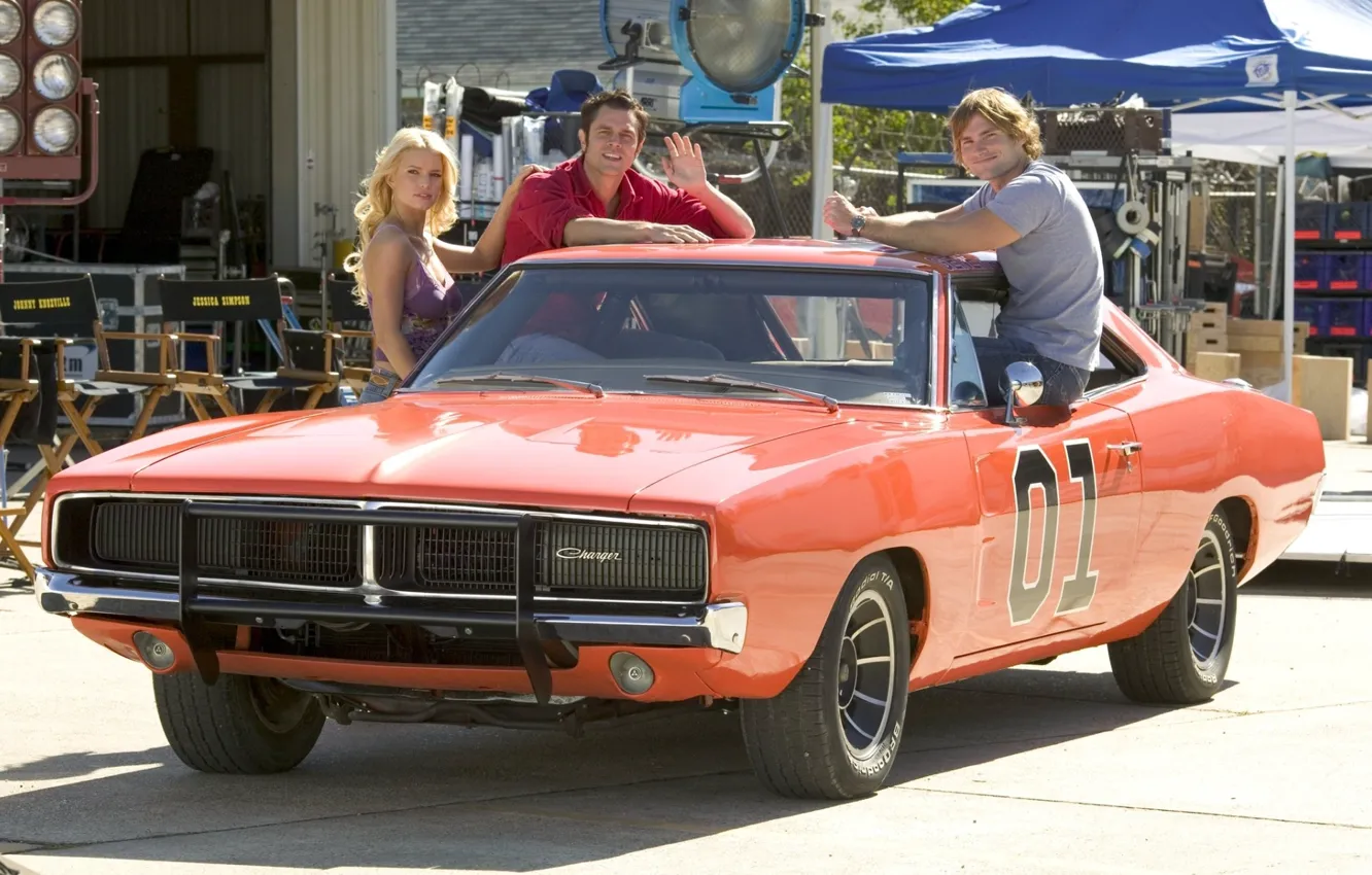 Photo wallpaper background, the film, actor, 1969, Dodge, Dukes of Hazzard, Jessica Simpson, muscle car
