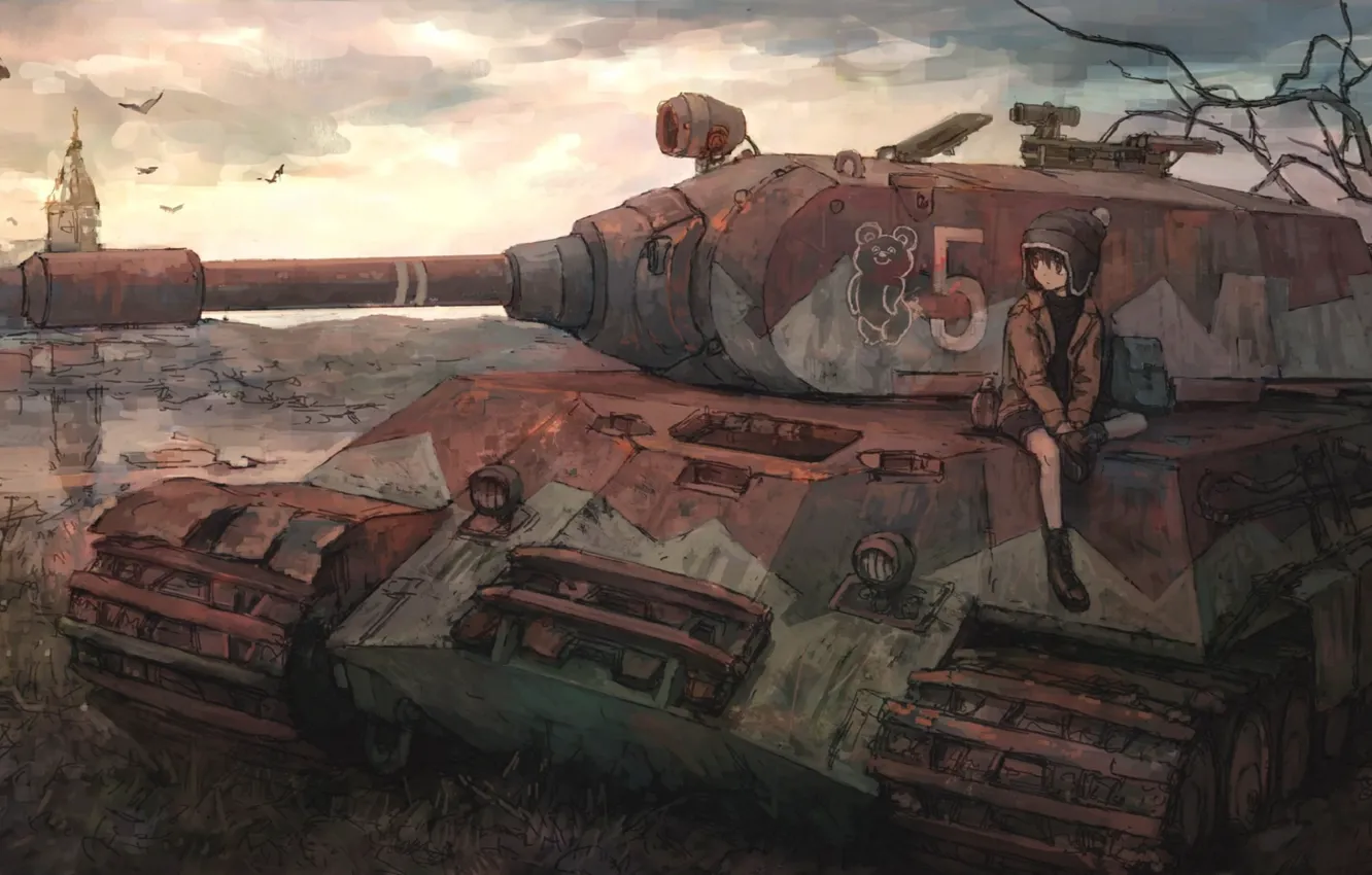 Photo wallpaper War, Military, Anime, Tank, Anime, War, Tank, Military