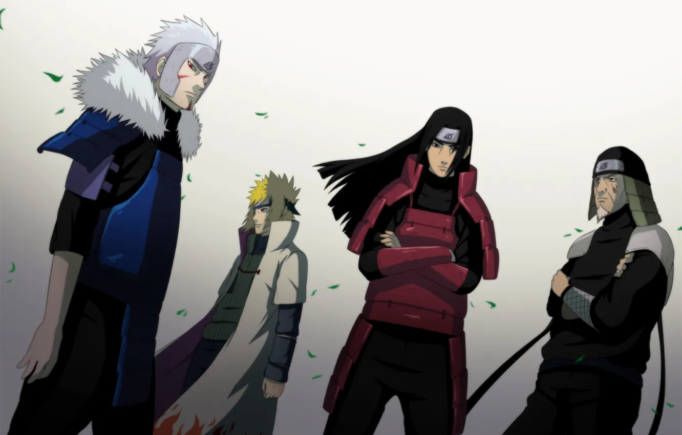 Photo wallpaper leaves, anime, art, naruto, cloak, naruto, namikaze minato, men