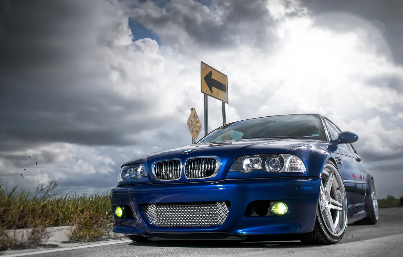 Photo wallpaper road, the sky, clouds, BMW, Miami, Florida