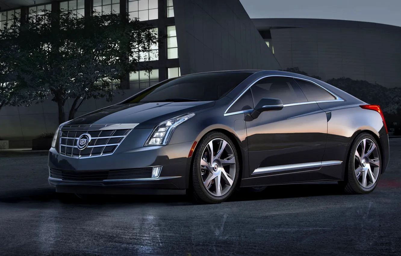 Photo wallpaper Cadillac, The evening, Machine, Grey, The hood, Coupe, ELR