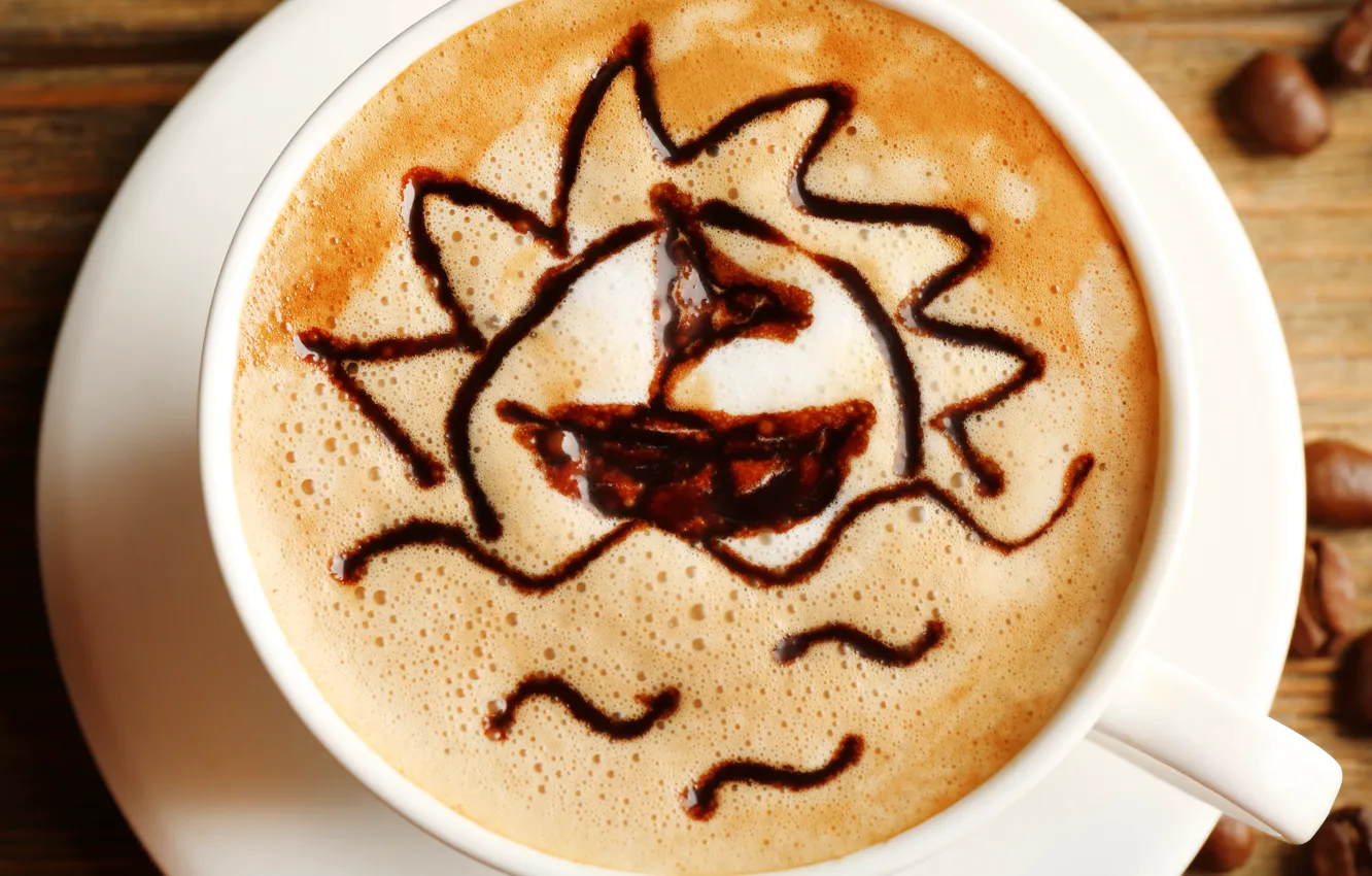 Photo wallpaper foam, pattern, coffee, food, morning, blur, large, Cup