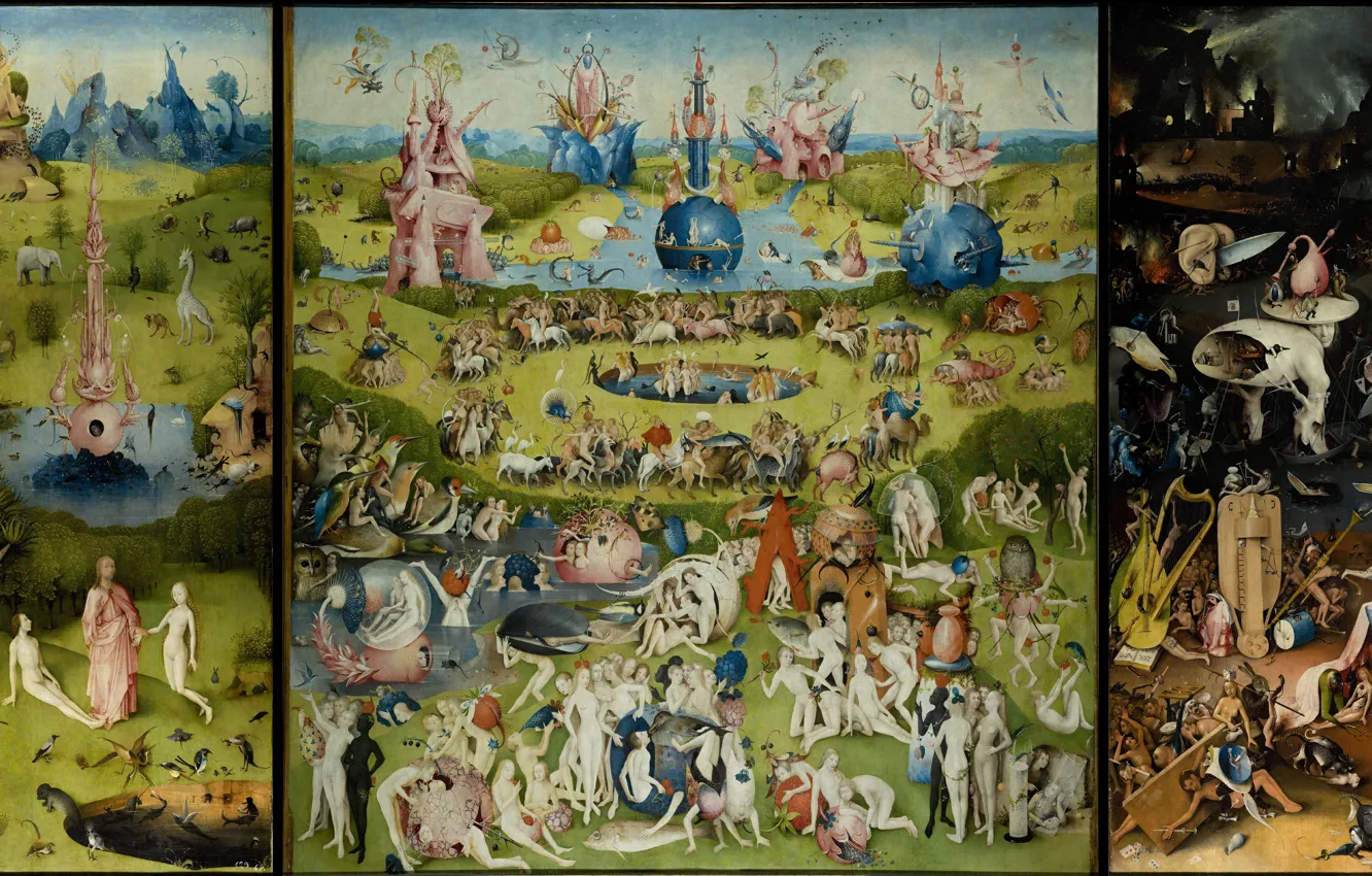 Photo wallpaper picture, triptych, The Garden Of Earthly Delights, Hieronymus Bosch, Hieronymus BOSCH