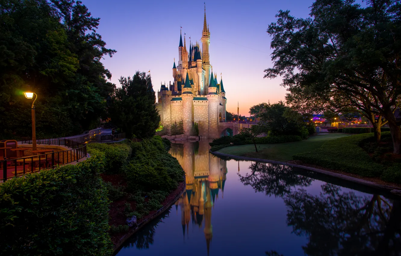 Photo wallpaper castle, Morning, Morning, Magic Kingdom, Magic Kingdom