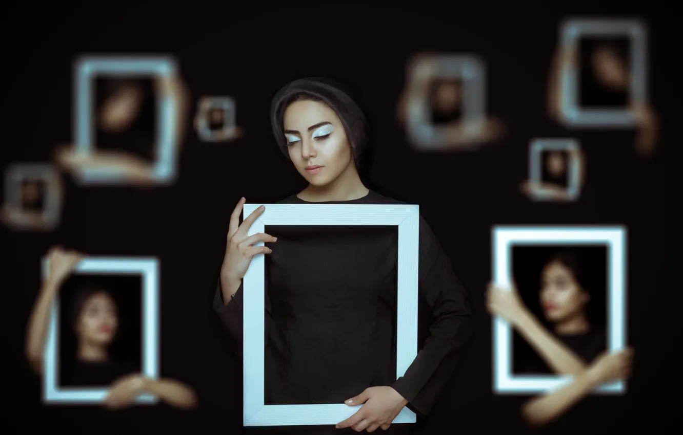 Photo wallpaper girl, style, focus, picture, frame