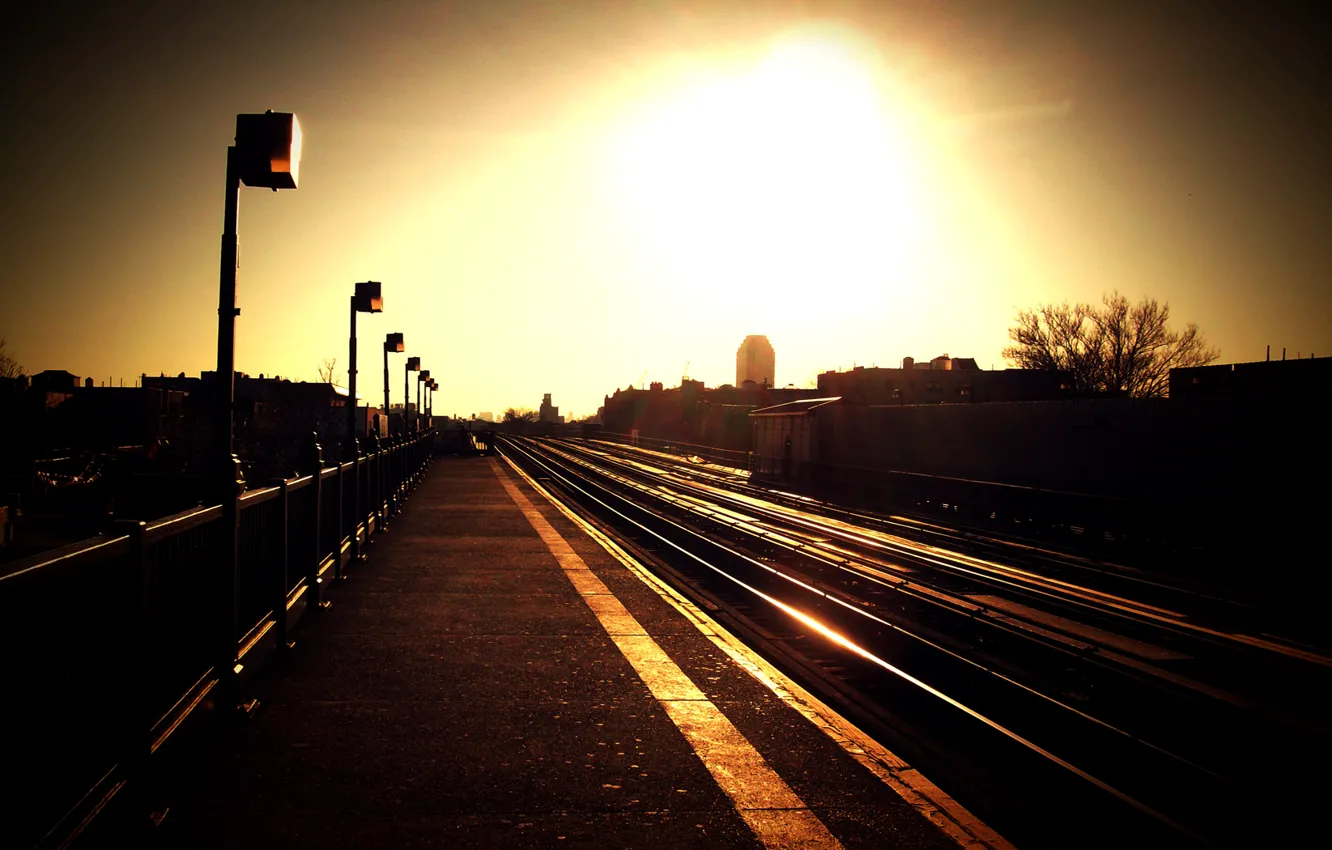 Photo wallpaper sunset, station, Piron