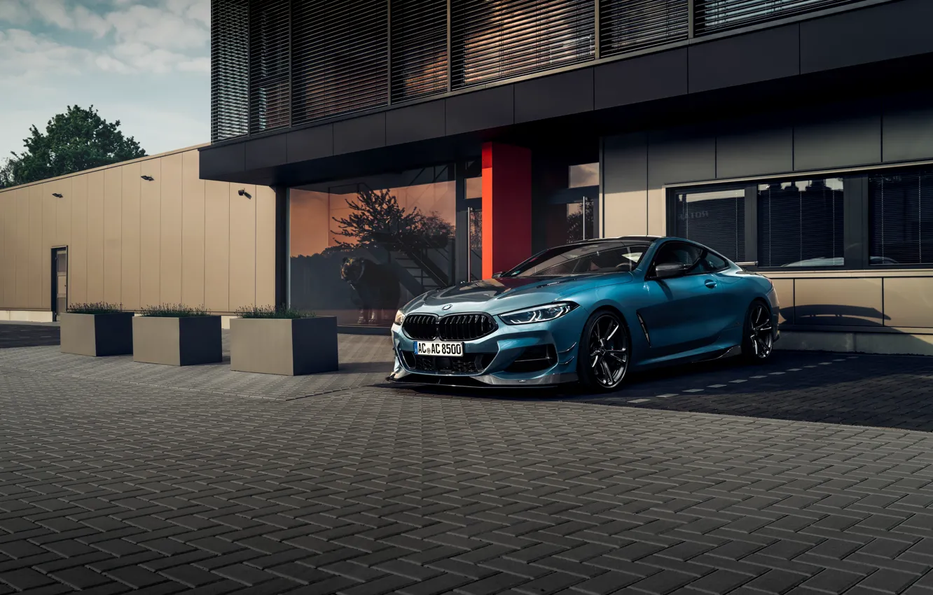 Photo wallpaper machine, clouds, house, coupe, BMW, AC Schnitzer, G15, M850i