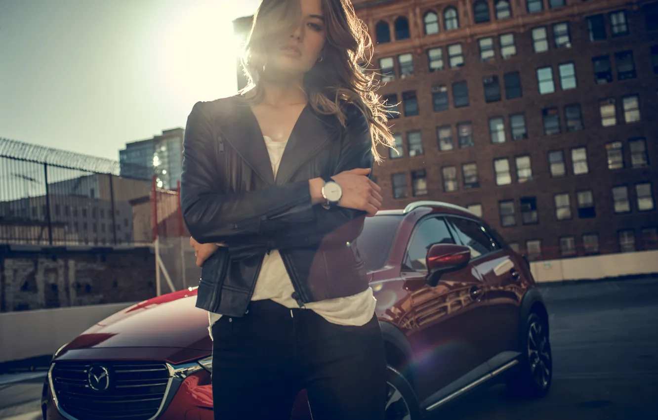 Photo wallpaper the fence, watch, building, car, angled