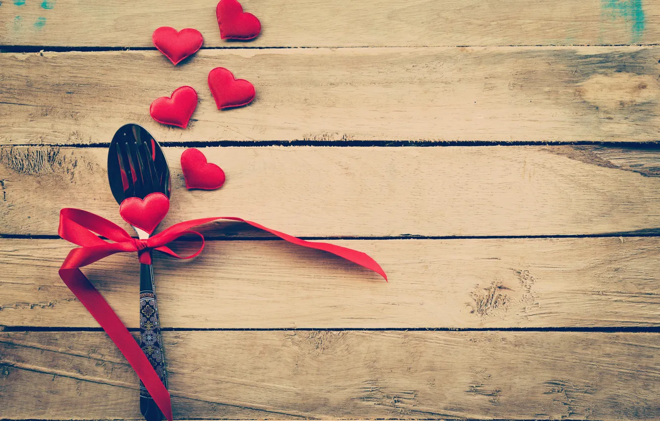 Photo wallpaper love, heart, spoon, hearts, love, heart, wood, romantic