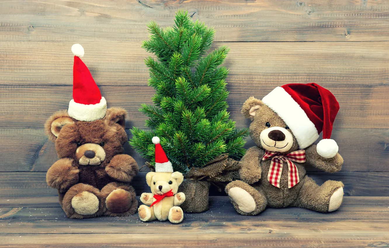 Photo wallpaper toys, tree, New Year, Christmas, bear, Christmas, vintage, New Year