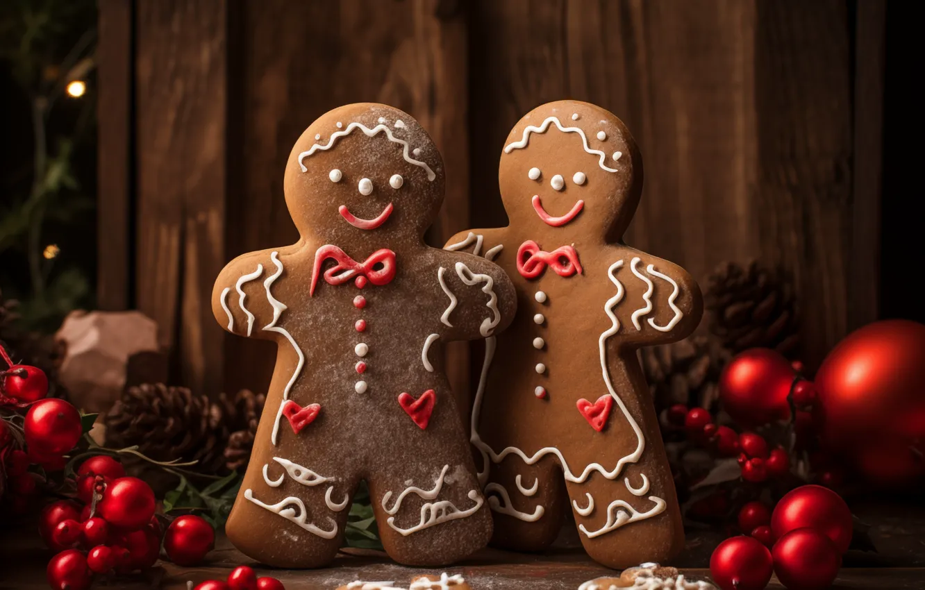 Photo wallpaper new year, cookies, Christmas, figures, cookie, the mold, cooking, AI art