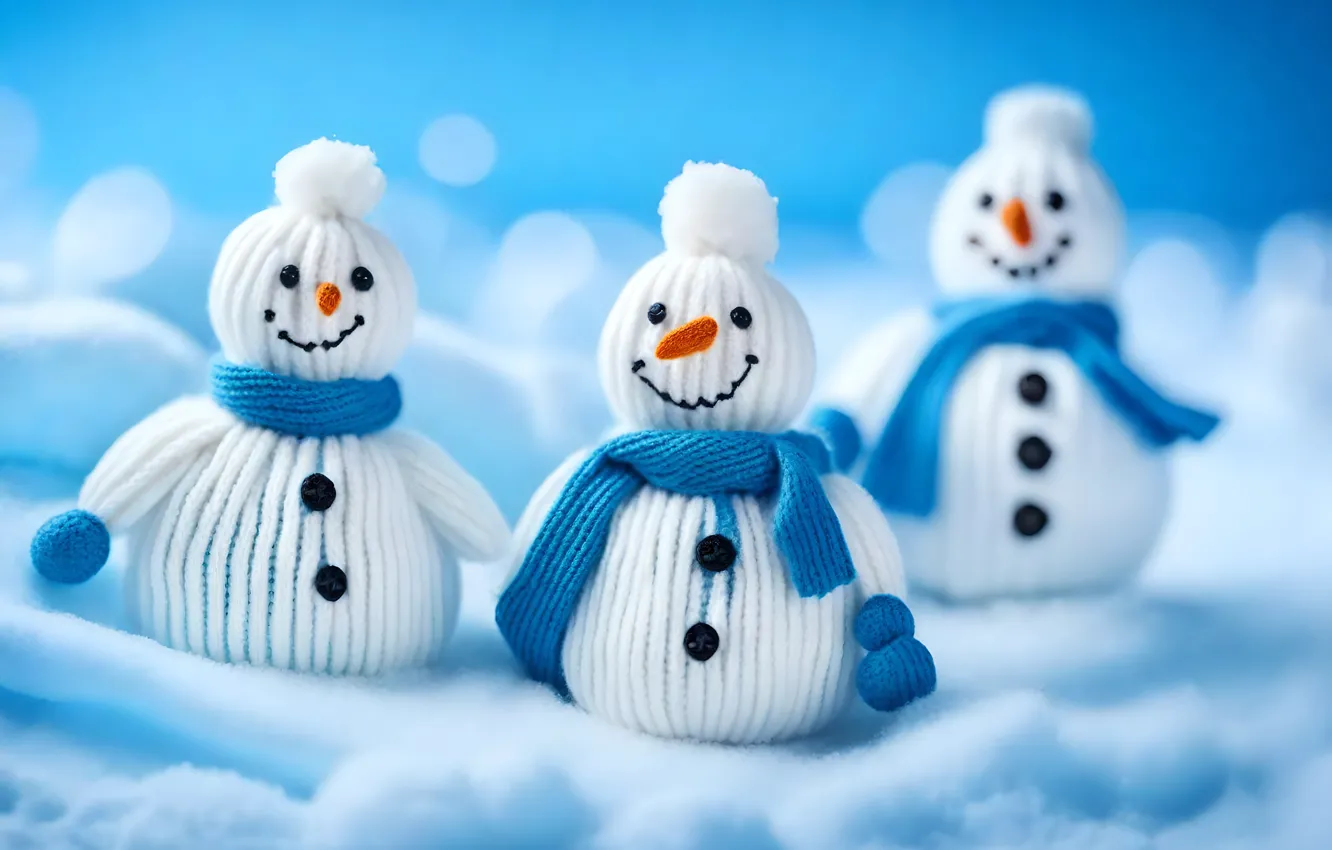 Photo wallpaper winter, snow, smile, toy, new year, Christmas, snowman, faces